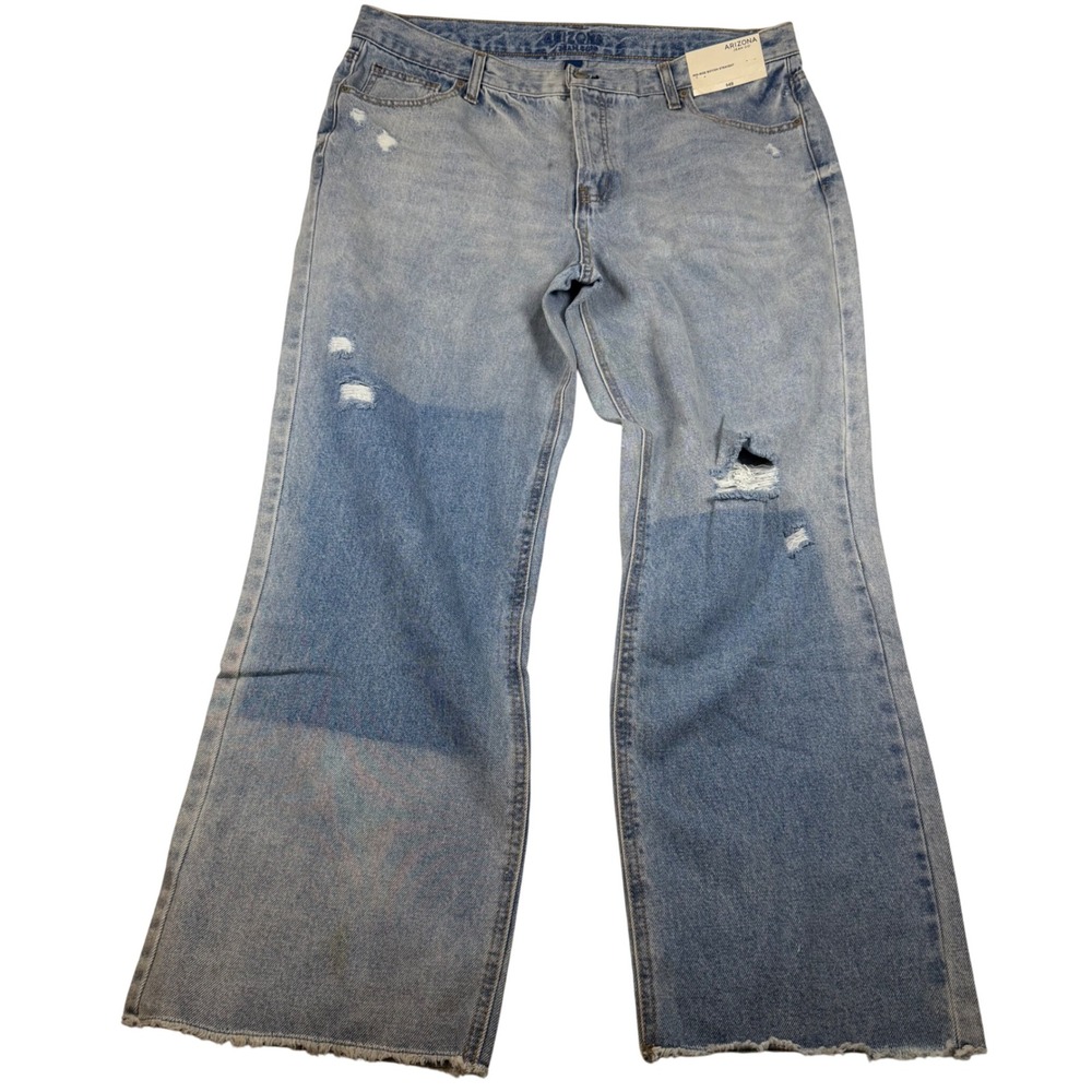 Arizona Jean Co Mid-Rise Boyish Straight Distressed Light Wash Jeans Size 17 NWT